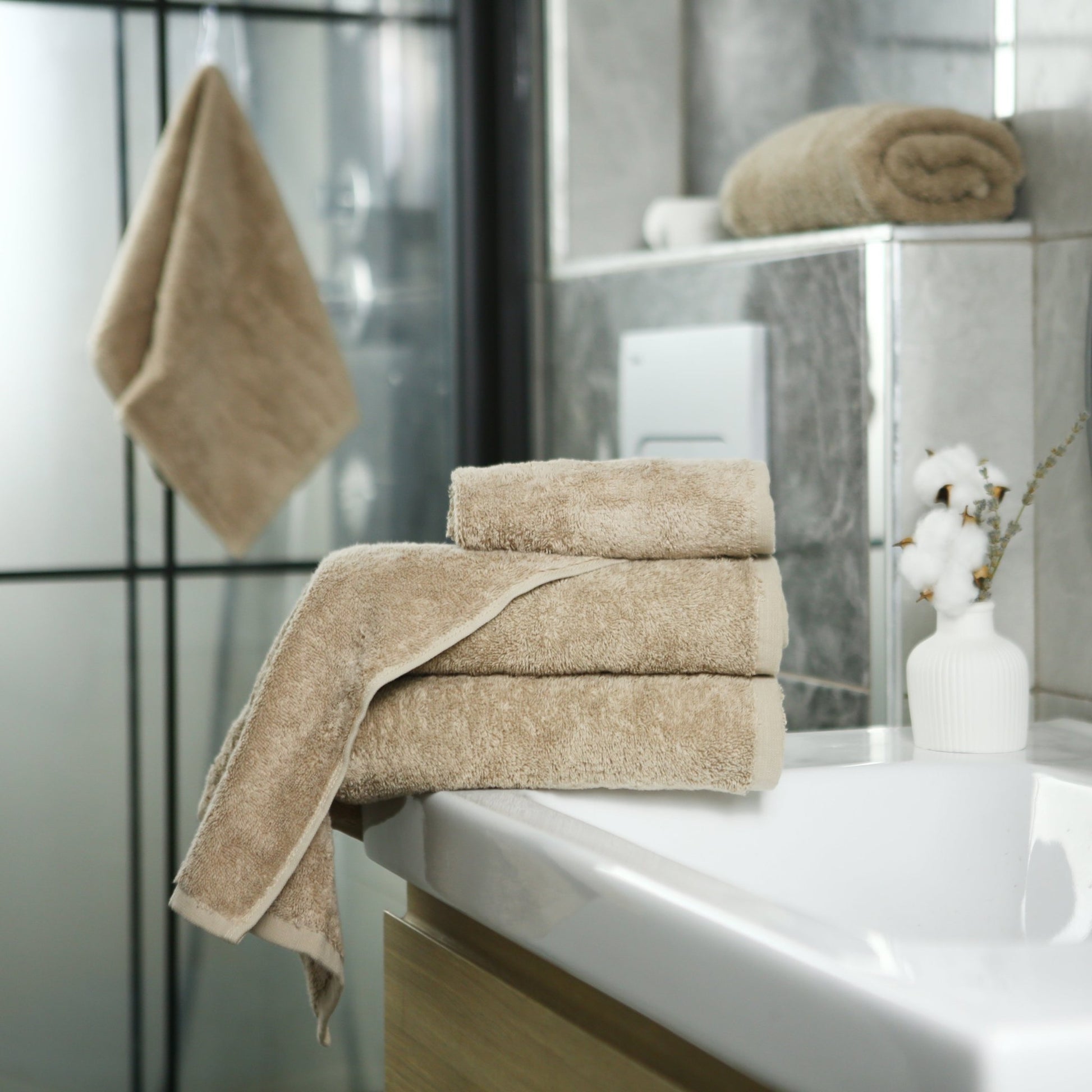 Badetuch Capri Gina 100x150 cm (KIESEL) - Weberei Pahl GmbH - Online Store - 