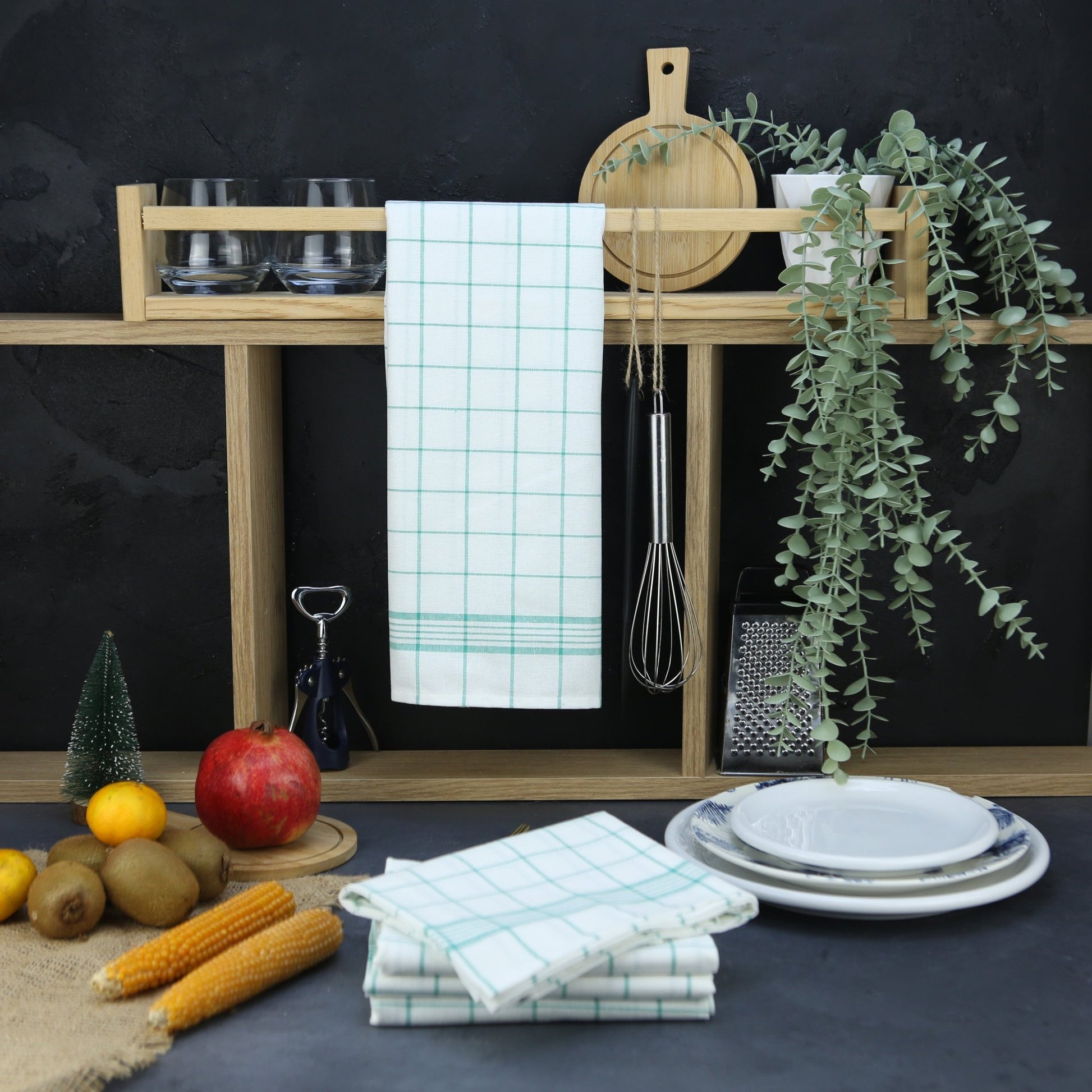 Geschirrtucher Set Paris/Diana 10 - teilig (GRÜN) - Weberei Pahl GmbH - Online Store - 