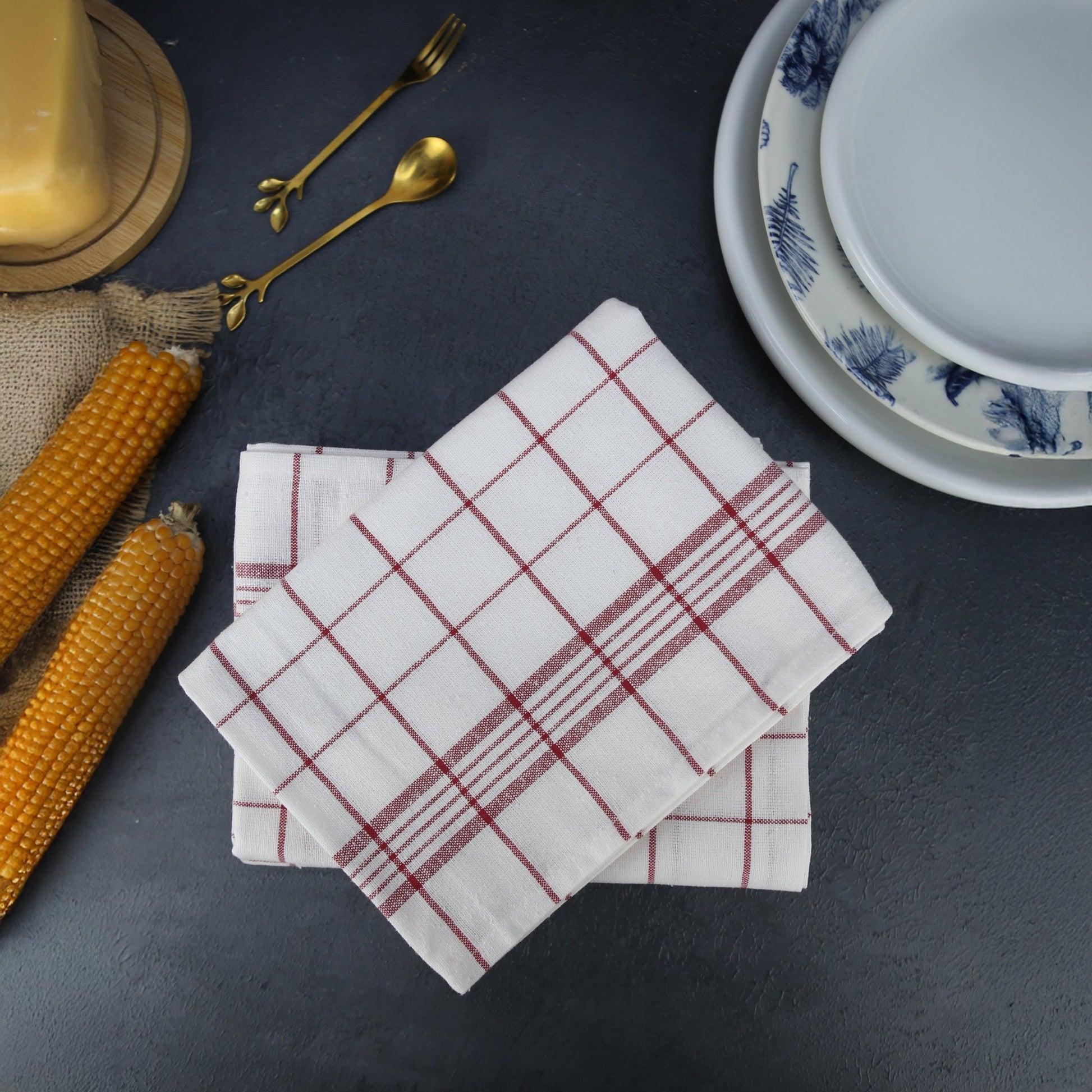 Geschirrtucher Set Paris/Diana 5 - teilig (ROT) - Weberei Pahl GmbH - Online Store - 