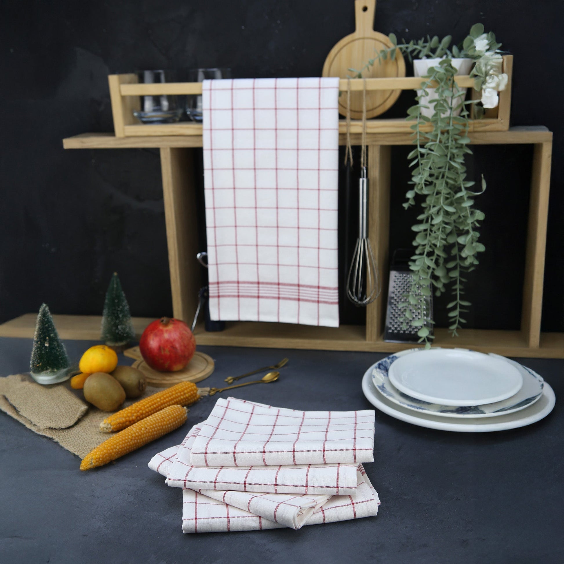 Geschirrtucher Set Paris/Diana 5 - teilig (ROT) - Weberei Pahl GmbH - Online Store - 
